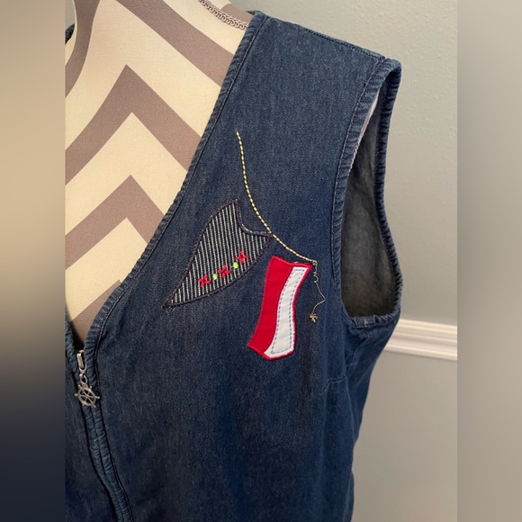 Allison Daley Blue Jean Zip Up Patchwork Sailboat Vest - Size: 14P - Picture 3 of 7